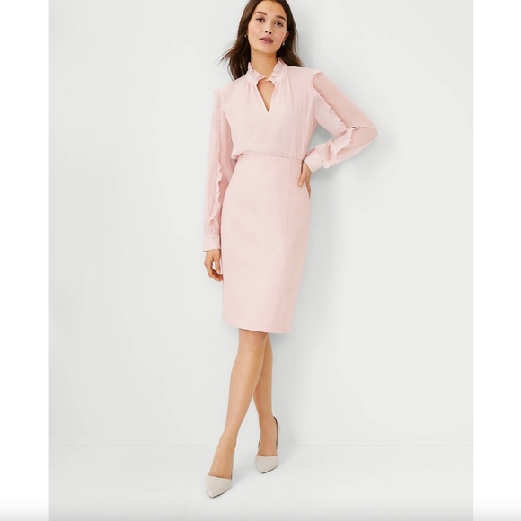 Ann Taylor The Seamed High Waist Pencil Skirt In Stretch Cotton Pink Size 8 - Picture 3 of 3